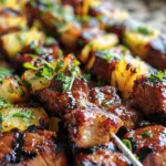 Pineapple BBQ Pork Skewers