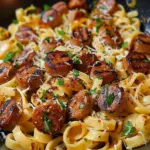 ticky Honey Garlic Sausage Pasta Skillet