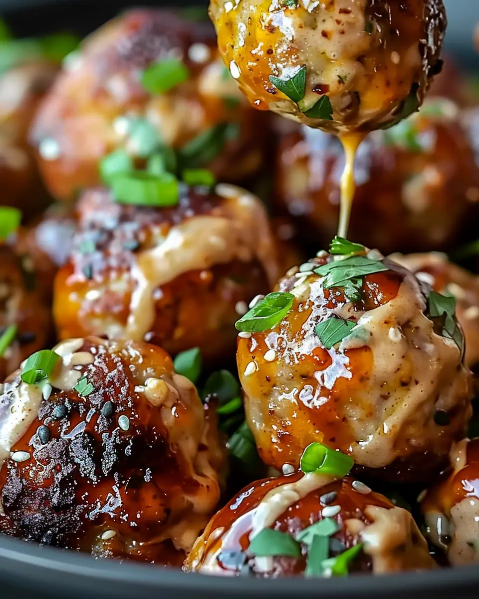 Korean BBQ Meatballs: Juicy Bites with Spicy Mayo Dip Delight