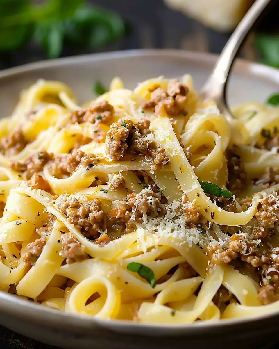 White Bolognese Sauce: Indulgent Twist with Turkey Bacon and Chicken Ham