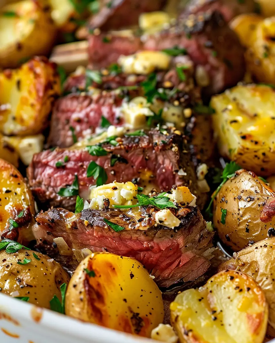 Garlic Butter Steak & Cheddar Potato Bake: Easy Comfort Food