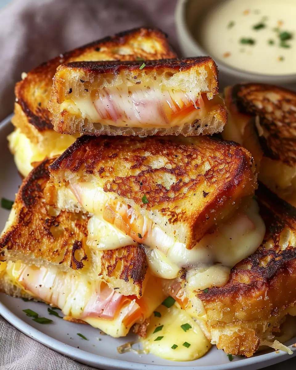Hawaiian Roll Grilled Cheese with Turkey Bacon and Chicken Ham Delight